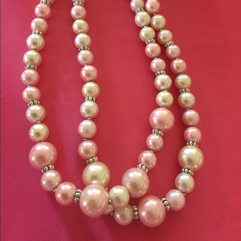 Pearls  pink and white double strand pearls